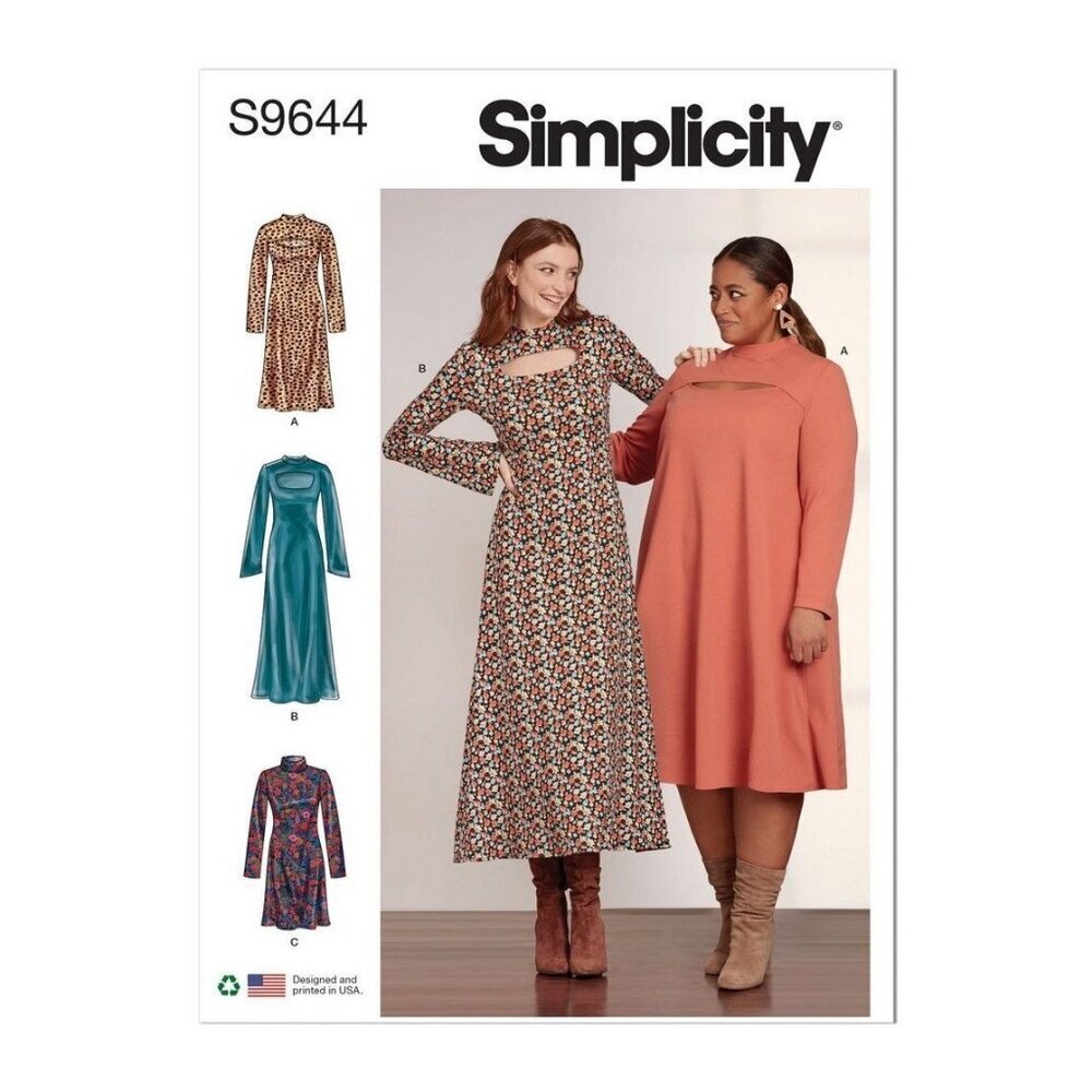 Simplicity Sewing‎ Pattern 9644 R11673 Dress Knit Keyhole Misses Size 10-18